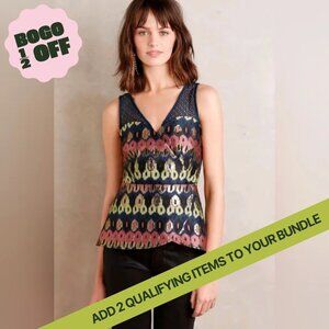 Anthropologie Yana Jacquard Peplum Top by HD in Paris EUC Size 8